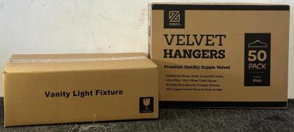 Gold Vanity Light Fixture & 50Pcs Velvet Hangers