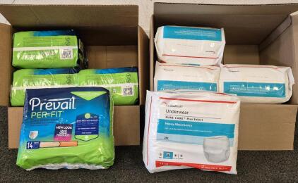 (4)Prevail Per-Fit Underwear(XL), (4)Cardinal Health Underwear(2XL)