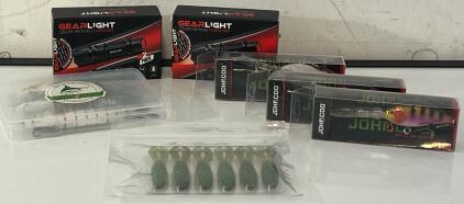 (6) Johnscoo Hard Fishing Lures, (6) Soft Lures & (4) Gearlight Tactical Flashlights