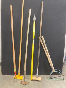 (2) Double-Bladed Weed Grass Cutters, Hoe, Fork Digger, Brush, And More