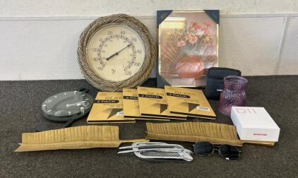 (4) 2 Pack Glass Screen Proctector, (1) Waterpik, (1) Clocks, And More