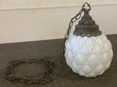 Vintage Regency Style White Glass Hanging Light