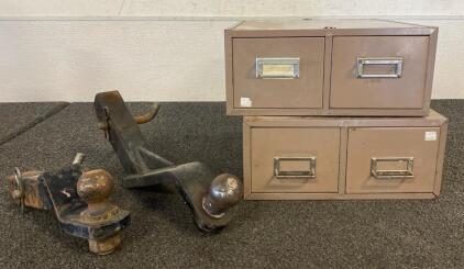 (2) Steelmaster File Cabinets, And (2) 2in Ball Hitches