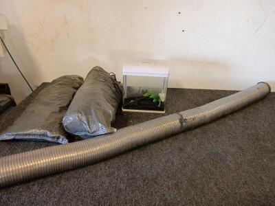 4" 9ft Flexible Dryer Hose, 11" X 7" X 12" Powered Aquarium, (1) 2 Person Camping Tent, (1) 3 Person Camping Tent