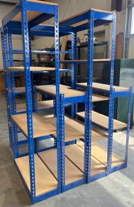 (5) Blue Workshop Storage Shelves
