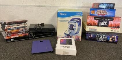 Entertainment Lot, Board Games, Movies, Disc Players, Karaoke Machine, And New Alcatel Joy Tablet
