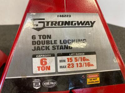 (2) Strongway 6 Ton Double Locking Jack Stands