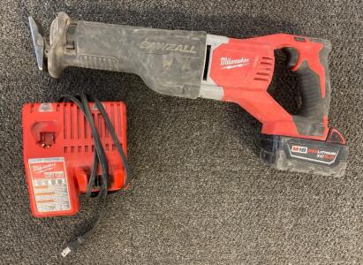 Cordless Milwaukee M18 SAWZALL Reciprocating Saw With Battery And Charger (Works)