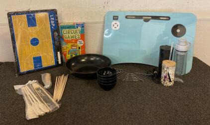 Home Lot Including Wok, Bowls, Chopsticks, Infuser Water Bottle, Coffee Warmer Cup (Works), BOFA Bed Tray With Cupholder, USB Ports, IPad Holder And More