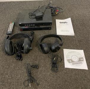 Onn Blu-ray Disc Player With Remite And Manual (Works), LG DVD/CD Player (Works), (3) Pairs Of Headphones (Unable To Test)