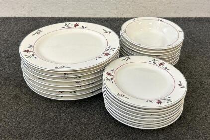 Newcor Stoneware Copenhagen Set Including (8) Dinner Plates, (8) Salad Plates, And (8) Bowls