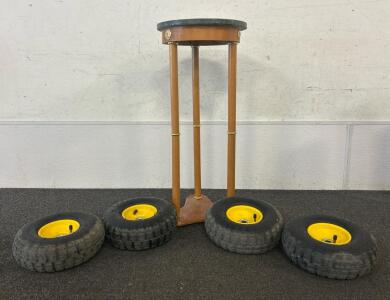 (4) 4.10/3.50-4 Flat Free Tires And (1) Side Table