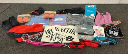 (1) Tumbler Leaking Food Ball, (2) Natural Antibiotics For Dogs, Lots Of Collars, And More