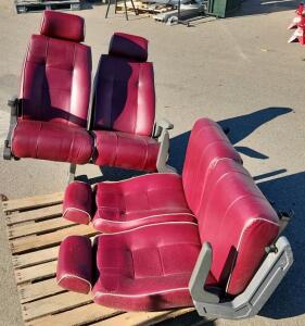 Maroon Passenger Vehicle Seats with Armrests and Headrests