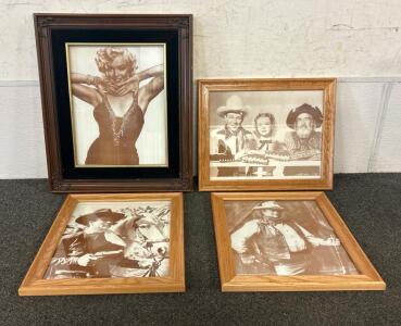 (4) Antique Reprinted Pictures Including Marilyn Monroe