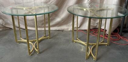 (2) Glass Tables H 1&rsquo; 9.5&rdquo; W 2&rsquo; 3&rdquo; L 2&rsquo; 3&rdquo;