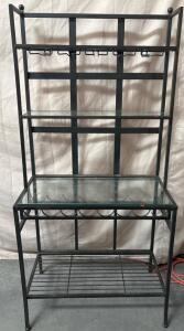 Metal Rack With Glass Shelves H 5&rsquo; 11&rdquo; W 2&rsquo; 10&rdquo; L 1&rsquo; 6.5&rdquo;
