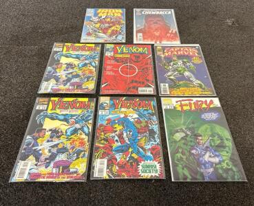 (8) Marvel Comics In Original Packaging Including Venom, Captain Marvel, Iron Man, And More
