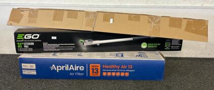 (1) Ego Power Multi-Head System 31&rdquo; Extension Pole, (2) AprilAire Air Filter, And (1) Wall Corner Protector Strip
