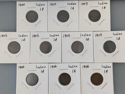 (10) Indian Head Cents 1900-1906
