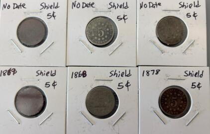(6) Shield Nickels