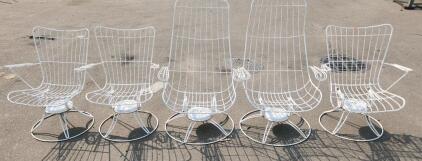 Outdoor White Metal Patio Chairs, Swivel, High Back Design