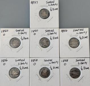 (7) Silver Seated Liberty 1/2 Dimes