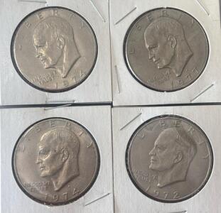 (4) Liberty Eisenhower One Dollar Coins 1972-1977