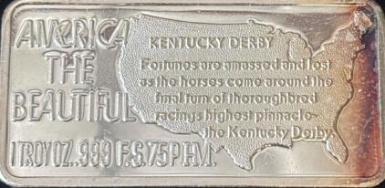 &ldquo;America The Beautiful&rdquo; Troy 1oz .999 Silver Kentucky Derby Bar