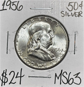 1956 MS63 SILVER MINT STATE FRANKLIN HALF $1