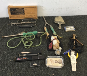 Antique Electric Curling Iron, Antique Rug Needle And More