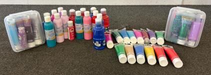 (48) Various Types Of Paint Including Some Brand New Ones, Acrylic Paint, Tempera Paint, Metallic Acrylic Paint, Premium Acrylic Paint, And More