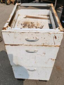 Metal Storage Cabinet, 3 Drawers, White, Approx. 30"x18"x24"