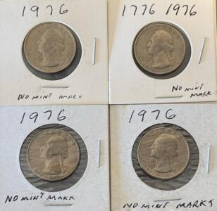 (4) Bicentennial Washington Quarters 1776-1976