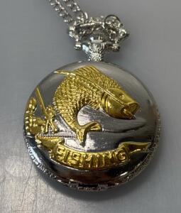 New Quartz Half Hunter Classic Fishing Pocket Watch With Chain
