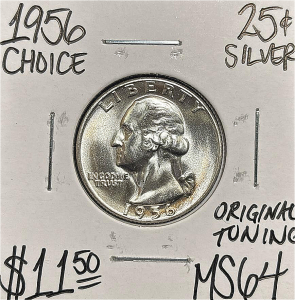 1956 MS64 ORIGINAL TONING CHOICE SILVER .25c