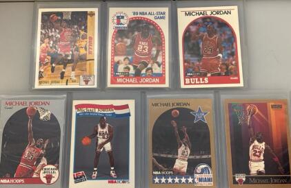 (7) Collectable Micheal Jordan NBA Sport Cards