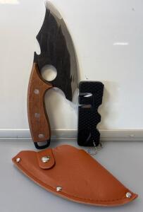 Multifunctional Kitchen Stainless Steel Forged Meat Cleaver Boning Knife with Bottle Opener Included Sheath And Knife Sharpener