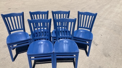 Six blue kitchen chairs