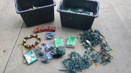 (2) Totes of Christmas Light And More