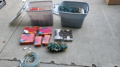 (2) Totes of Christmas Light And More