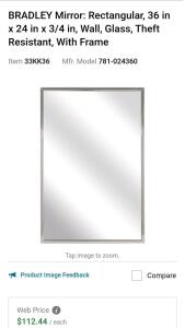 *New* Bradley Mirror in Channel - Rectangle 24" x 36" - Model: 781-024360