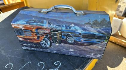 Muscle Car Tool Box W/Assorted Tools & Other Items Inside