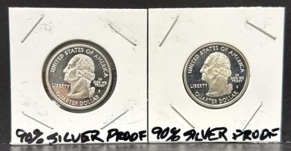 2005-2006 Silver Proof State Quarters, California & Nebraska, 90% Silver