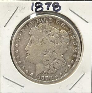 1878 Morgan Silver Dollar, First Year Issue, 90% Silver