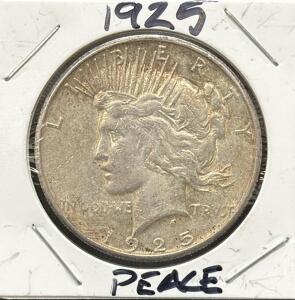 1925 Peace Silver Dollar, United States Coin, No Mint Mark