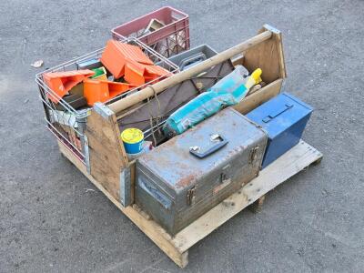 Whole Pallet of Vintage Toolboxes, Tools & Supplies