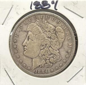 1884 Morgan Silver Dollar, Philadelphia Mint, 90% Silver