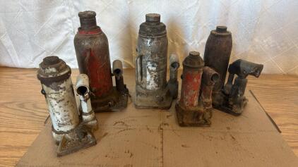Assorted Lot Of Bottle Jacks 5 Total (NO HANDLES)