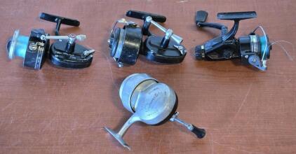 Assorted Vintage Fishing Equipment: Cardinal, Mitchell, & Bache Brown Spinster